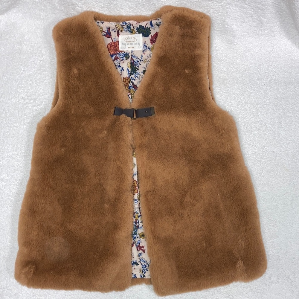 Zara girls brown faux fur vest girls cm 164 size 13/14